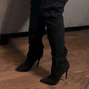 Black over the knee tall boots